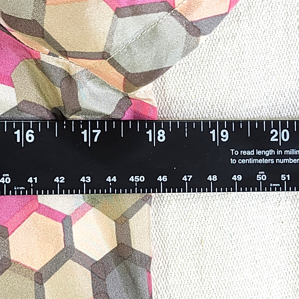 Banana Republic 100% Silk Colorful Blouse W/ Modern Geometric Pattern Women's Sm - Picture 10 of 11